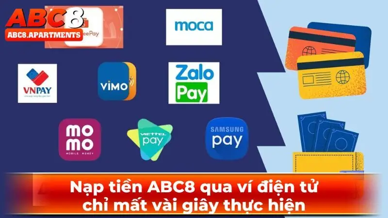 Nạp tiền ABC8 qua ví điện tử chỉ mất vài giây thực hiện