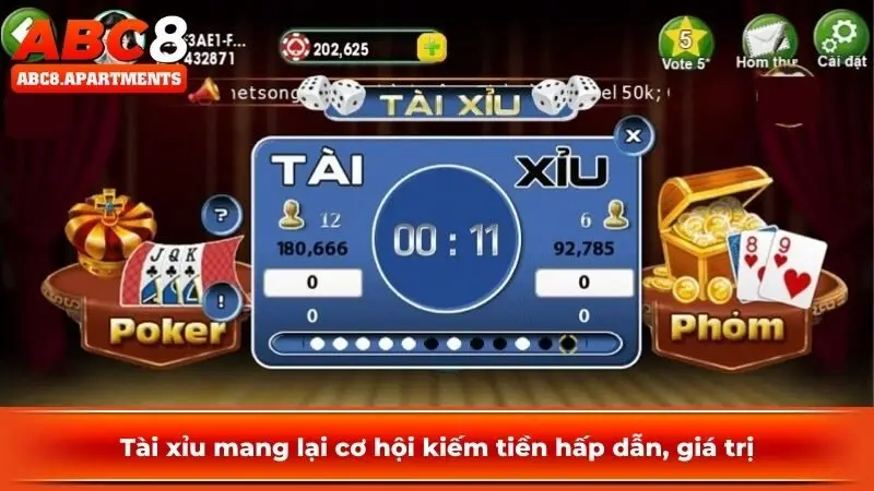 Tài xỉu mang lại cơ hội kiếm tiền hấp dẫn, giá trị