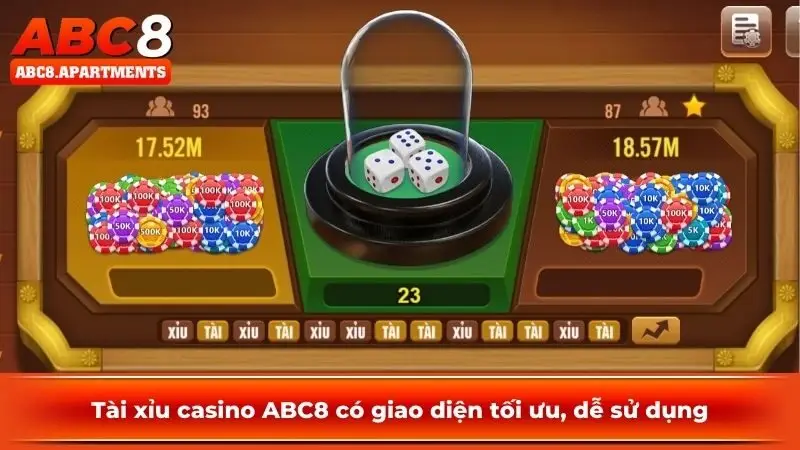 Tài xỉu casino ABC8 có giao diện tối ưu, dễ sử dụng